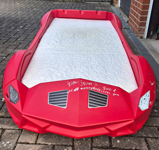 Red Storm Plastic Car Themed Children’s Single Bed Frame with Base