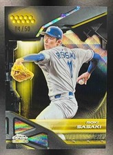 Roki Sasaki 2026 Topps Chrome Black #55 Gold Wave Refractor /50 Dodgers KG