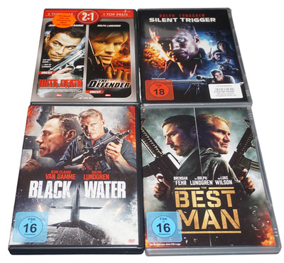 4x Dolph Lundgren 2x Van Damme (DVDs) Black Water, Best Man, Silent Trigger,..