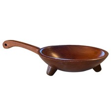 Vintage Munising Wood Footed Bowl w/Handle Made in USA Rustic Farmhouse MCM