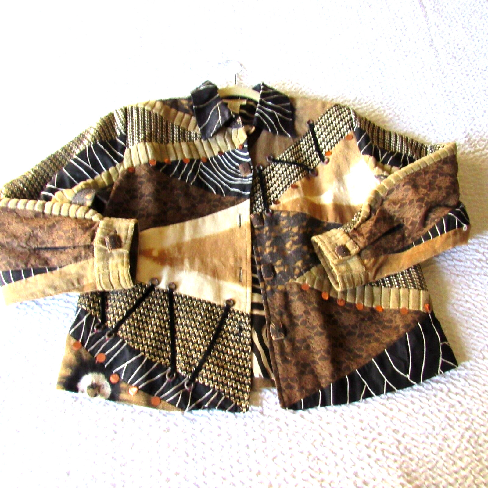 Sandy Starkman Patchwork Blazer Jacket XL Earth T… - image 1
