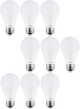 Sunlite LED A19 Light Bulbs 9W 60W Equals 40K-Cool White 9 Pack