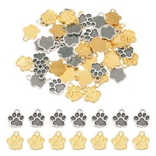 50Pcs Dog Paw Print Charms 15x12.5mm Animal Footprint Pendants Gold Silver