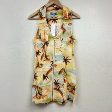 Urban Outfitters Mini Dress Linen Freya Sleeveless Collared Palm Tree Beach S