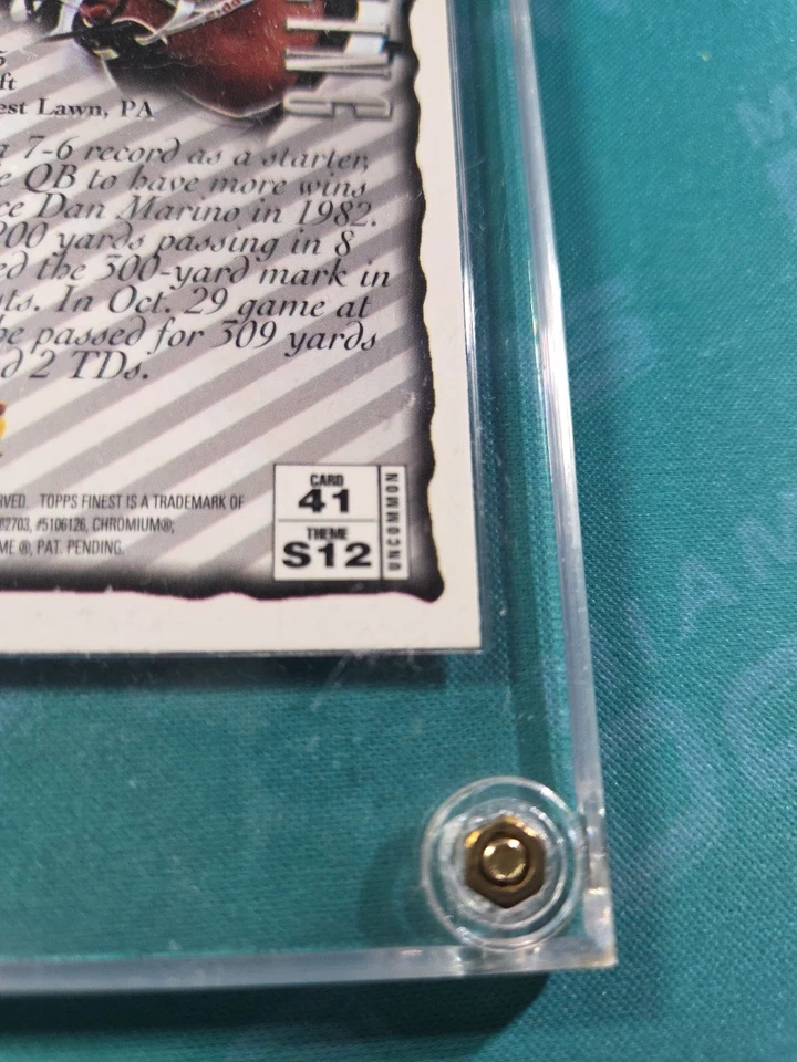 KERRY COLLINS 1996 TOPPS FINEST SILVER REFRACTOR UNPEELED Carolina Panthers  - Image 3 of 3