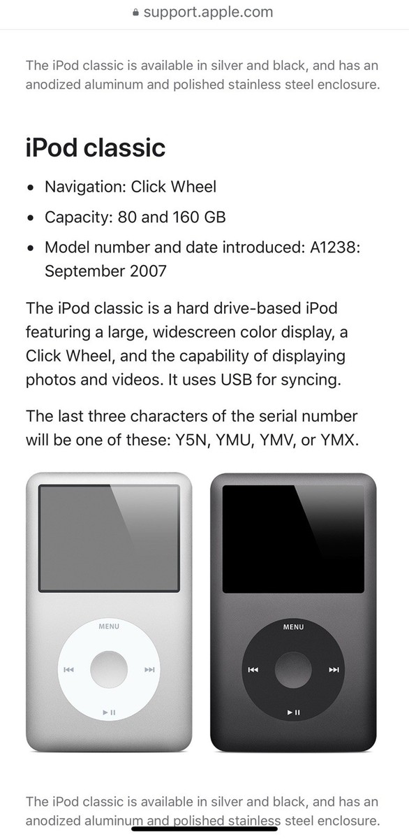 Apple iPod Classic 6th Generation 80GB Black A1238 MediaPlayer~See