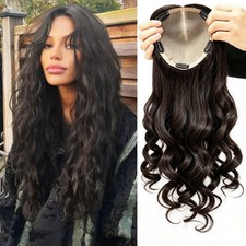 16x18cm Silk Base Hand Tied Remy Curly Human Hair Extension Topper for Women