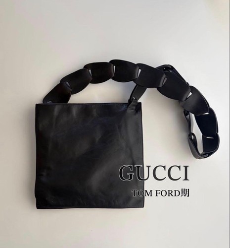 Gucci Tom Ford Era 1997 SS Archive Leather Shoulder Bag Black Vintage