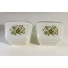Vintage Pyrex Crazy Daisy Spring Blossom Green 501 Refrigerator Dishes Set of 2
