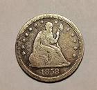 1858-S~ Seated Liberty 25c ~ Better  Date ~ F Details  (rough surfaces)