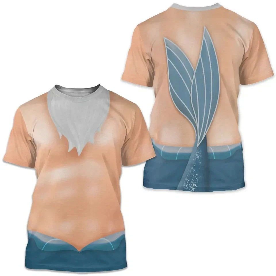 Mermaid King Costume Cosplay 3D Shirt, Little Princess Mermaid's Dad
