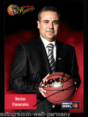 Kostas Flevarakis New Yorker Phantom TOP AK Original Sgniert Basketball +A47577