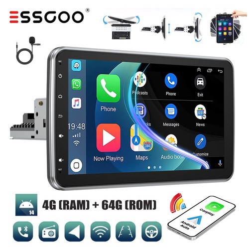 Unidad Principal Estéreo Coche Pantalla Giratoria 10" Android 14 64G Carplay GPS WIFI 1 DIN - Imagen 1 de 15