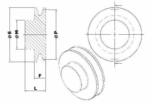 PULEGGIA IN ALLUMINIO SEZIONE B PER MOTORE ELETTRICO COMPRESSORE S/FORO 14896V - Foto 2 di 28