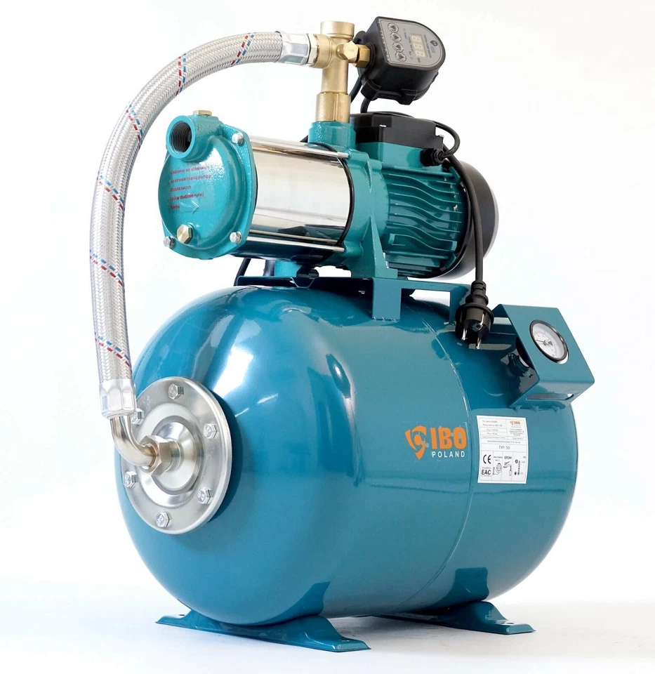 IBO Hauswasserwerk 50L m. 1300W INOX Pumpe + elektronischer DS Trockenlaufschutz