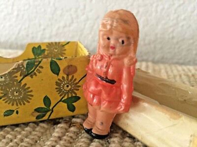Celluloid Child Girl 2'' Doll in Colgate Box  Printed in France