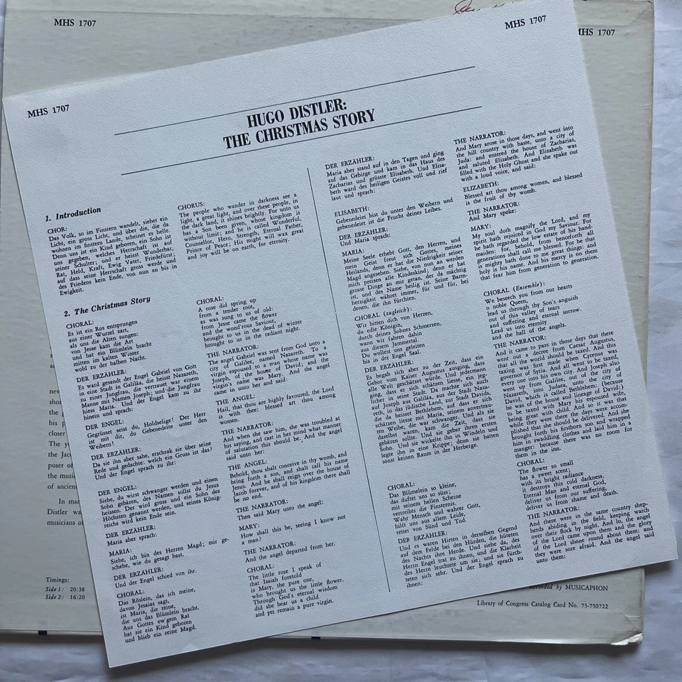 HUGO DISTLER The Christmas Story 1973 LP Musical Heritage Society MHS 1707 - Image 4 of 4