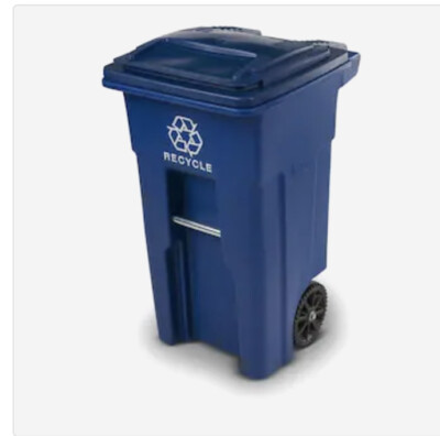 Toter Blue Recycling Container with Wheels and Lid, 32 Gallon
