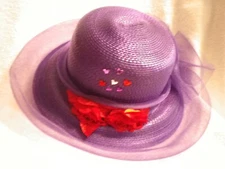 Women's Hat Wide Brim Purple Red Trim Red Hat Society Church Ladies Dress