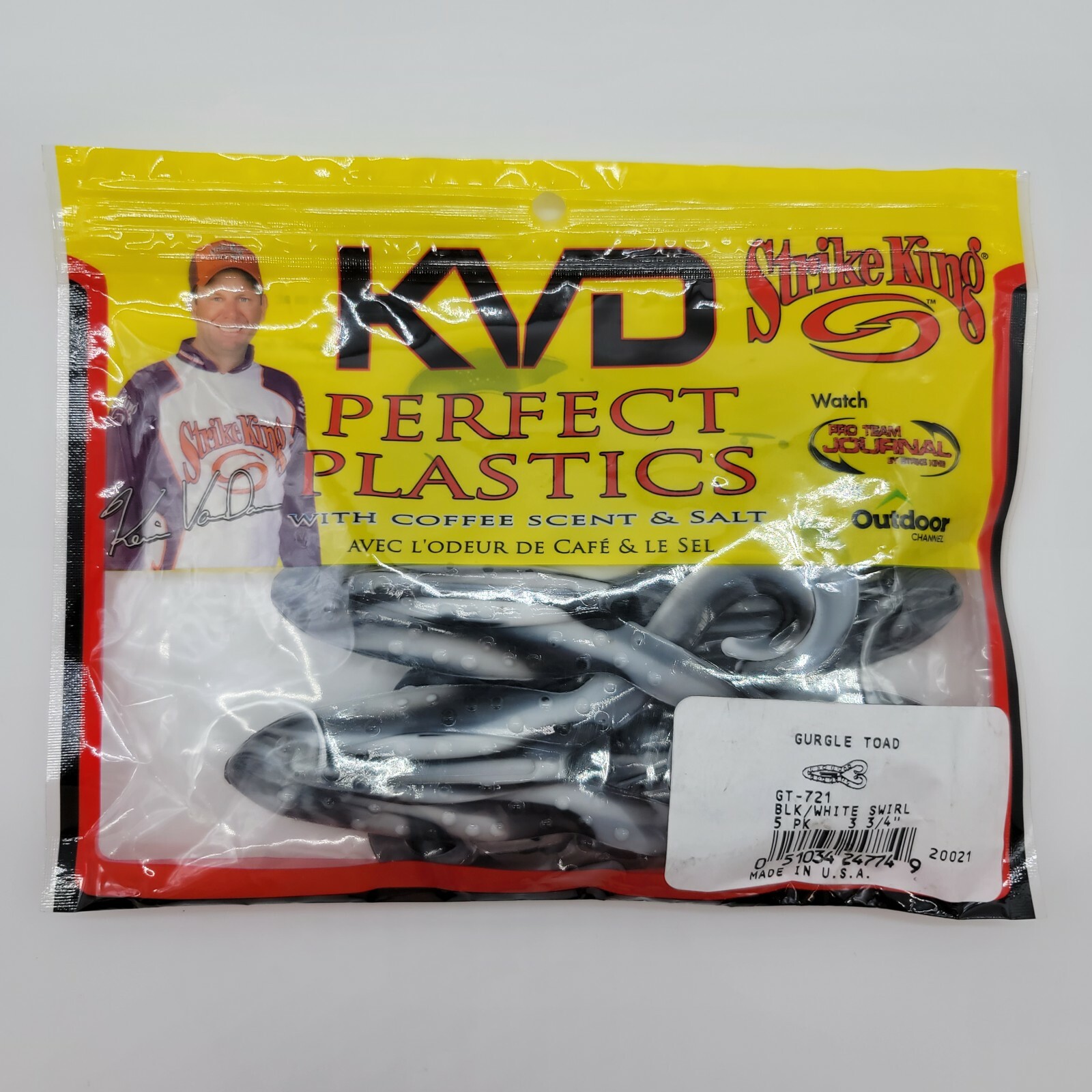 2pks Strike King Gurgle Toad Black & White Swirl GT-721 3.75" Topwater Buzzbait - Image 4