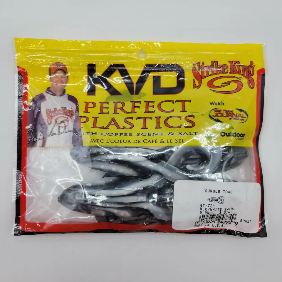 2pks Strike King Gurgle Toad Black & White Swirl GT-721 3.75" Topwater Buzzbait - Image 4 of 4