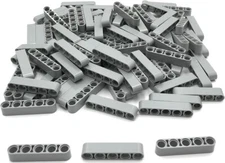 Lego 100 New Light Bluish Gray Technics Liftarm Thick 1 x 5 Parts