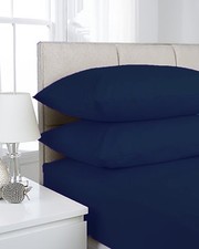  25cm deep Fitted Bed Sheets 100%Cotton Polyester Single Double King Sking