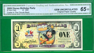 $1 2009 T 1 DISNEY DOLLAR MICKEY AND PLUTO CHOICE UNCIRCULATED OPQ 65