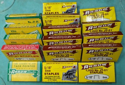 18,000 Arrow #JT21 5/16 inch 8mm Staples For JT21, JT21C & T-27 Tackers/Staplers