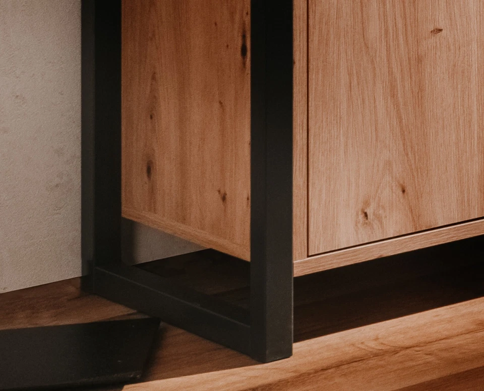 Sideboard Eiche Artisan Anthrazit Industrial Look Anrichte Kommode 160 cm Malta - Bild 3 von 4