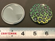 Portable Makeup Mini Pocket Round Purse Mirror Green Leopard
