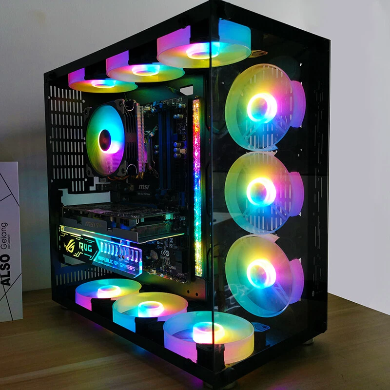 RGB Computer Case Fan PC Cooling 120mm Sync LED Quiet with 1 Remote Control 12V - Image 4 of 4