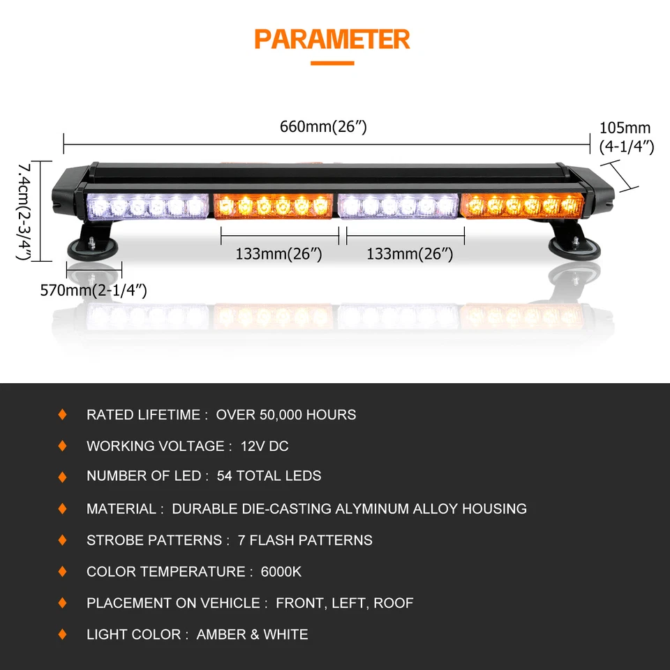Barra de luces estroboscópicas de emergencia de advertencia de techo 54 LED para Mazda 3 6 Mazdaspeed 3 6 Foto 3 de 4