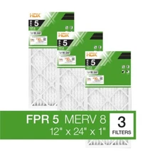 (3-PACK) 12x24x1 Air Filter Standard Pleated Furnace AC Filtro de aire Plisado