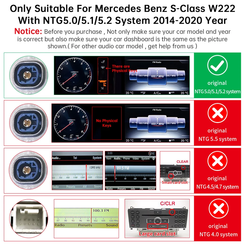 Interfaz automática inalámbrica Carplay Android para Mercedes Benz Clase S W222 W217 NTG5 Foto 2 de 4