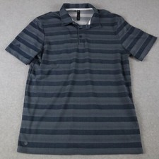 Adidas Polo Shirt Mens Large Performance Golf Blue Striped Short Sleeve