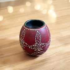 Jaipur Woods Red Wooden Round Tealight Candle Holder