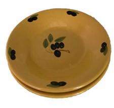 Ceramics Made In Tunisia Lot of 2  Soup Salad Pasta Bowls Yellow w Black Olives
