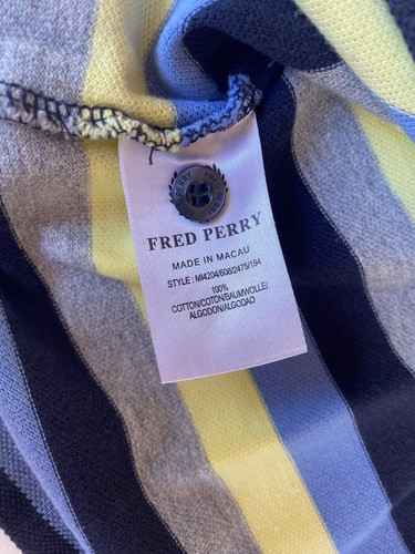 Men’s Fred Perry Cotton Short Sleeve Striped Polo Shirt Size S - Picture 8 of 11