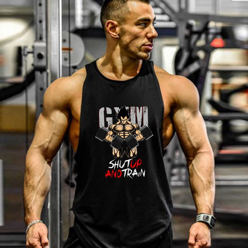 Gym Tank Top Men Fitness Stringer Vest Cotton Bodybuilding Sleeveless Shirt  Vest