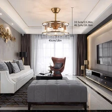 18inch 40W Industrial Indoor Cage Ceiling Fan Chandelier Gold w/ Remote Control