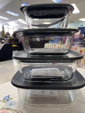 NEW! Tupperware VOILA Glassware Set Of 4! GLASS BAKING MICROWAVE, OVEN, FREEZER!