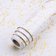 LaCheery Thick White and Gold Wallpaper Marble Peel and Stick Wallpaper Moder...