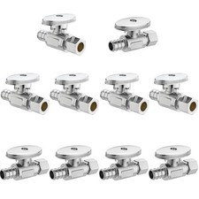  10 Pieces Lingmfg Straight Angle Valve Shut Off Valve 1/2" PEX-B Crimp x 3/...