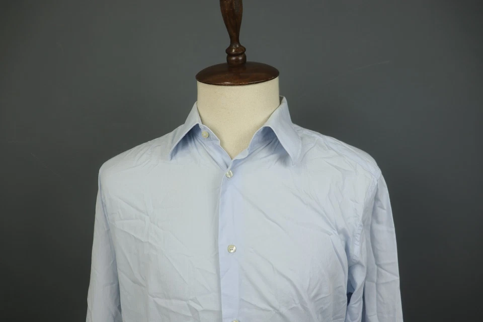 Camisa de Vestir Valentino Roma Azul Algodón Calce Ajustado Manga Larga Abotonada Talla 44 Foto 2 de 4