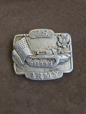 US Army Tank Flag Seal Belt Buckle 1982 Bergamot Brass Made In America