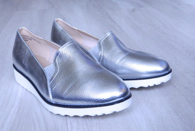 Evans Rosario Damen Creeper Halbschuhe Silber Größe 5E / 38 Weite