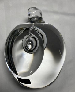 Kosta Boda MCM Paperweight SIGNED Goran Warff Controlled Bubbles Clear Glass 