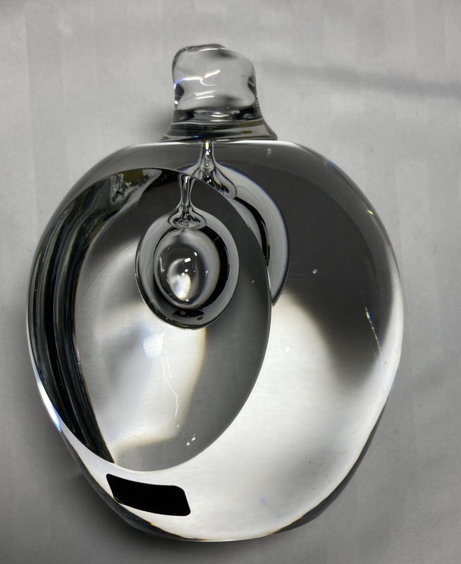 Kosta Boda MCM Paperweight SIGNED Goran Warff Controlled Bubbles Clear Glass 