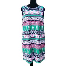 Talbots Women's Floral Sheath Dress Multicolor Size 14P Fringe Sleeveless